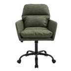 Silla de oficina de cuero sintético de primera calidad con ajuste de altura - Adecuada para usar en oficinas, dormitorios, tocadores y otros entornos interiores