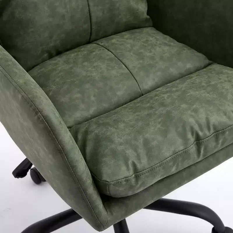 Silla de oficina de cuero sintético de primera calidad con ajuste de altura - Adecuada para usar en oficinas, dormitorios, tocadores y otros entornos interiores