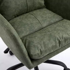 Silla de oficina de cuero sintético de primera calidad con ajuste de altura - Adecuada para usar en oficinas, dormitorios, tocadores y otros entornos interiores