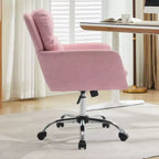 Silla de oficina de cuero sintético de primera calidad con ajuste de altura - Adecuada para usar en oficinas, dormitorios, tocadores y otros entornos interiores