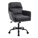Silla de oficina de cuero sintético de primera calidad con ajuste de altura - Adecuada para usar en oficinas, dormitorios, tocadores y otros entornos interiores