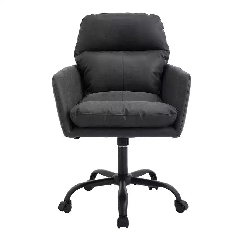 Silla de oficina de cuero sintético de primera calidad con ajuste de altura - Adecuada para usar en oficinas, dormitorios, tocadores y otros entornos interiores