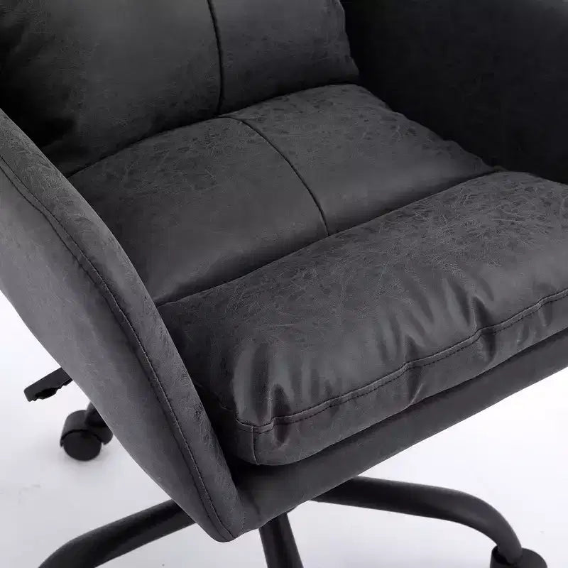 Silla de oficina de cuero sintético de primera calidad con ajuste de altura - Adecuada para usar en oficinas, dormitorios, tocadores y otros entornos interiores