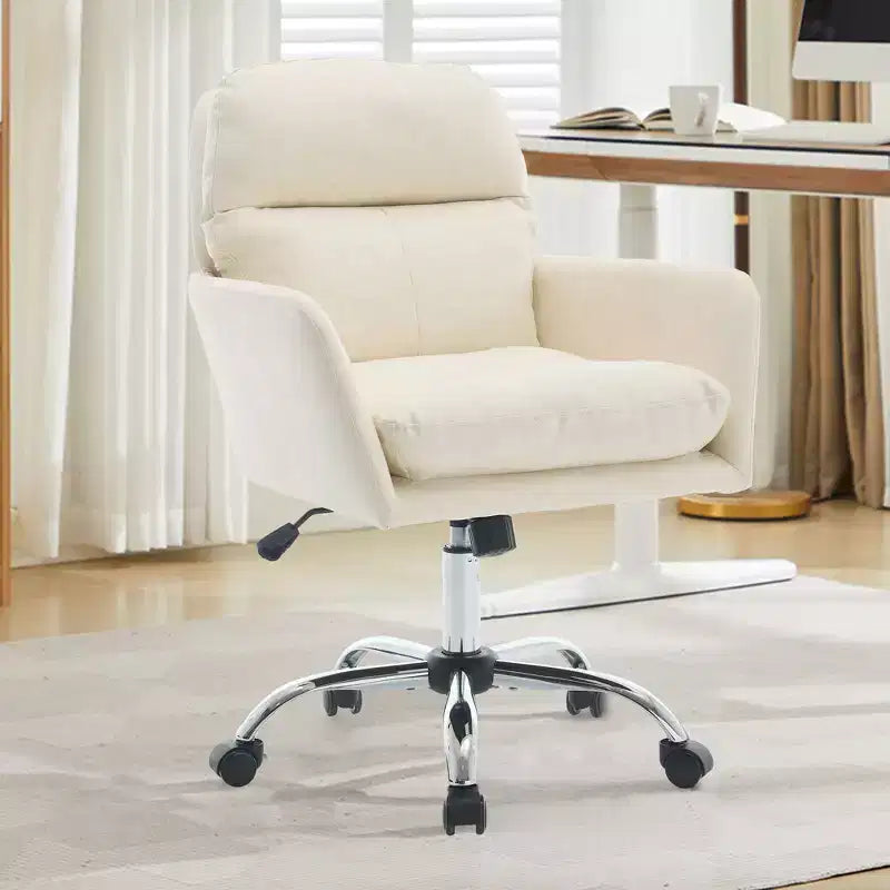 Silla de oficina de cuero sintético de primera calidad con ajuste de altura - Adecuada para usar en oficinas, dormitorios, tocadores y otros entornos interiores
