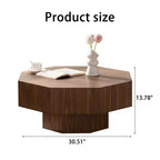 Mesa de centro octogonal de nogal de 30.51 pulgadas con diseño vintage para sala de estar