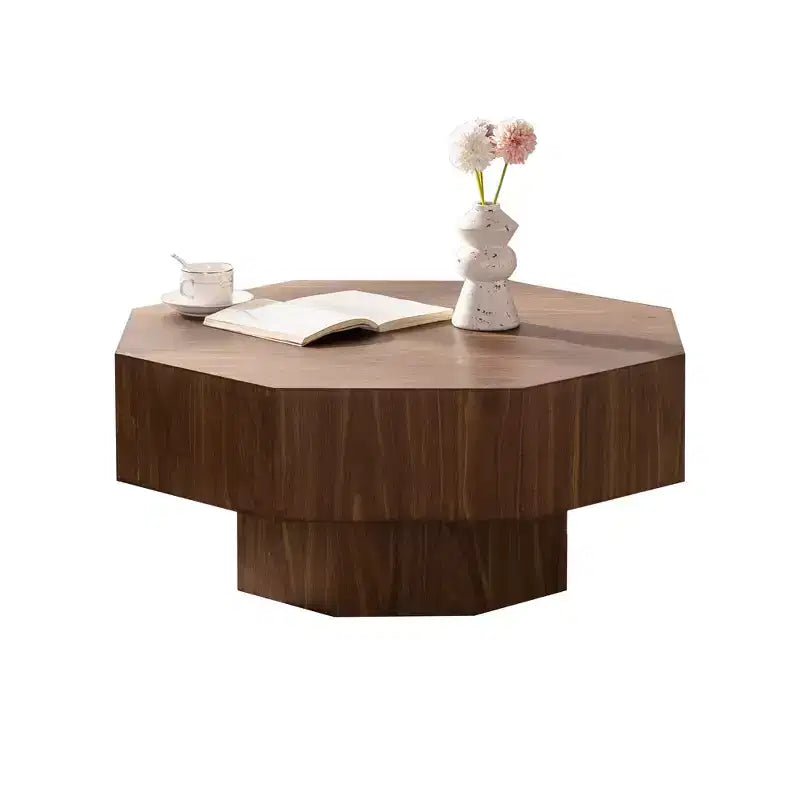 Mesa de centro octogonal de nogal de 30.51 pulgadas con diseño vintage para sala de estar