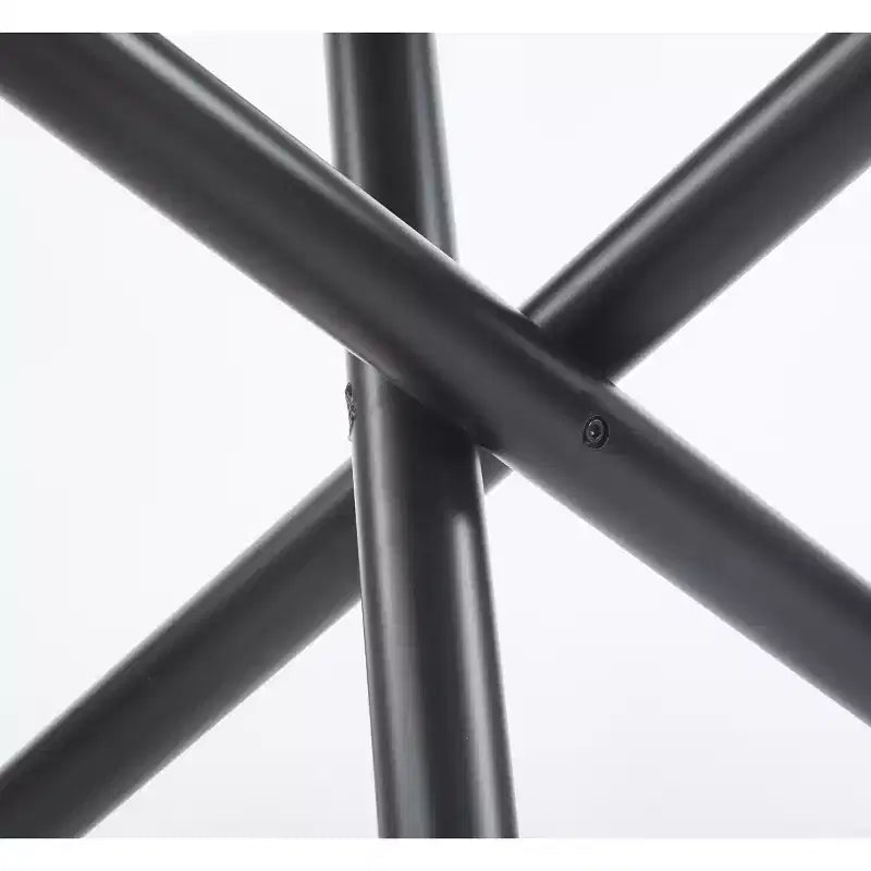 Black Dining Table with Metal Leg and Glass Top, 110x110x75cm, Modern Space-Saving Design for Kitchen or Living Room