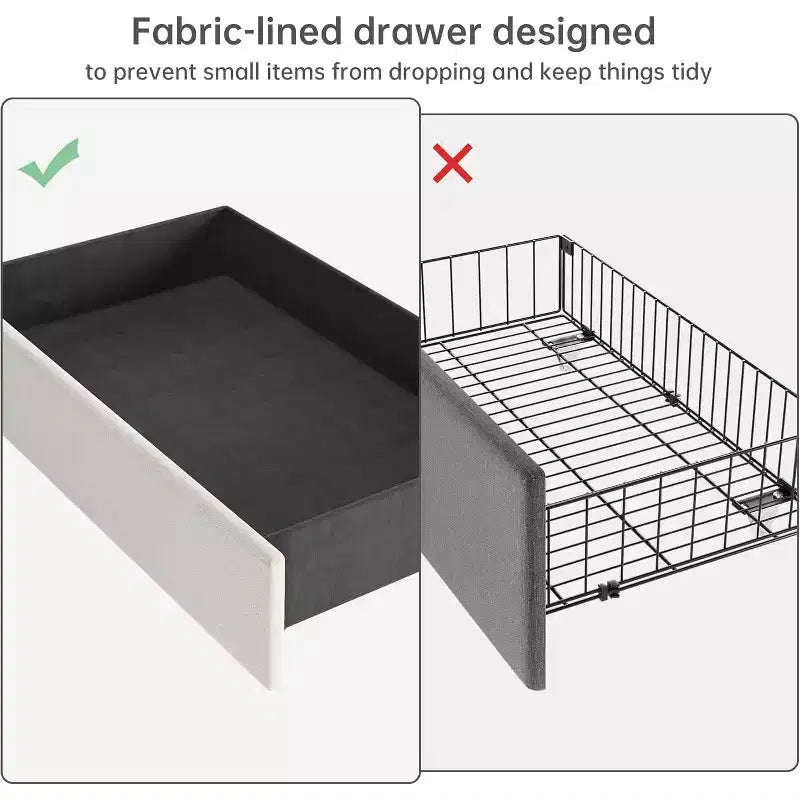 Base de cama con 4 cajones de almacenamiento, plataforma tapizada en terciopelo, soporte de 1000 lb, beige, TAMAÑO QUEEN