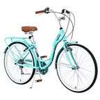 NAYSAYE Bicicleta Cruiser de 24 pulgadas y 7 velocidades para mujer, bicicleta cruiser completa con freno en V doble, asiento ajustable, cuadro de acero para mujeres y hombres para ir al trabajo y ocio