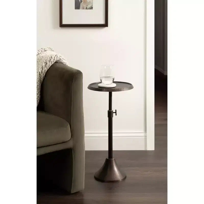 Kate and Laurel Sanzo Adjustable Metal Drink Table, 11x11x30, Bronze