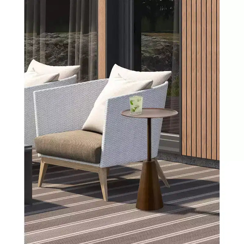 Mesa auxiliar redonda, 14x14x24, Dorada