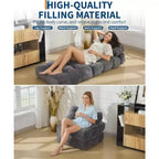 Sofá cama convertible multifuncional 3 en 1 - Tela de pana capitoné, paso de 10 mm, sofá cama plegable con almohadas, colchón cómodo.