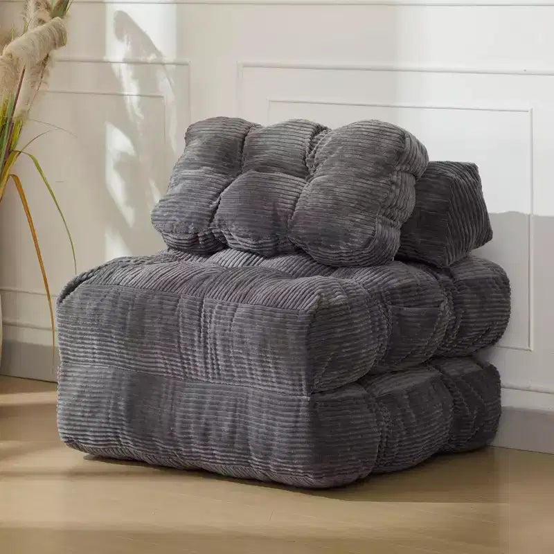 Sofá cama convertible multifuncional 3 en 1 - Tela de pana capitoné, paso de 10 mm, sofá cama plegable con almohadas, colchón cómodo.