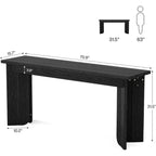 Mesa consola extralarga de estilo rústico de 70.9 pulgadas con tablero ensanchado, base doble robusta, para entrada de sala de estar (negro)