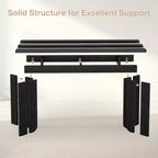 Mesa consola extralarga de estilo rústico de 70.9 pulgadas con tablero ensanchado, base doble robusta, para entrada de sala de estar (negro)