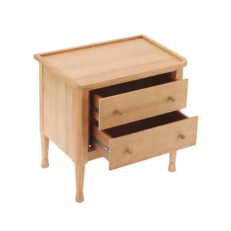 Mesita de noche moderna de madera con 2 cajones y tablero con bandeja