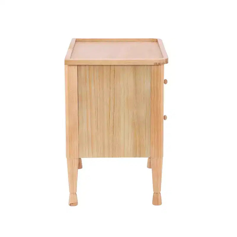 Mesita de noche moderna de madera con 2 cajones y tablero con bandeja