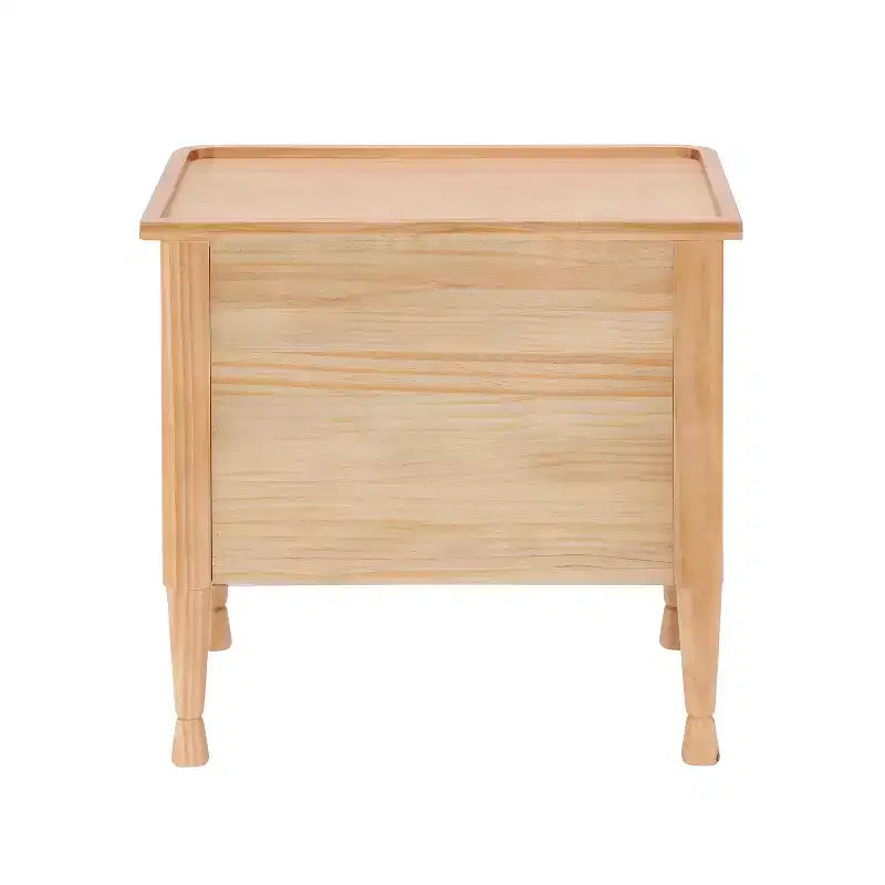 Mesita de noche moderna de madera con 2 cajones y tablero con bandeja