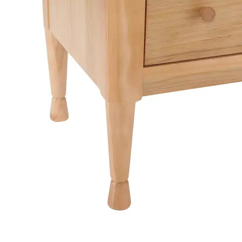 Mesita de noche moderna de madera con 2 cajones y tablero con bandeja