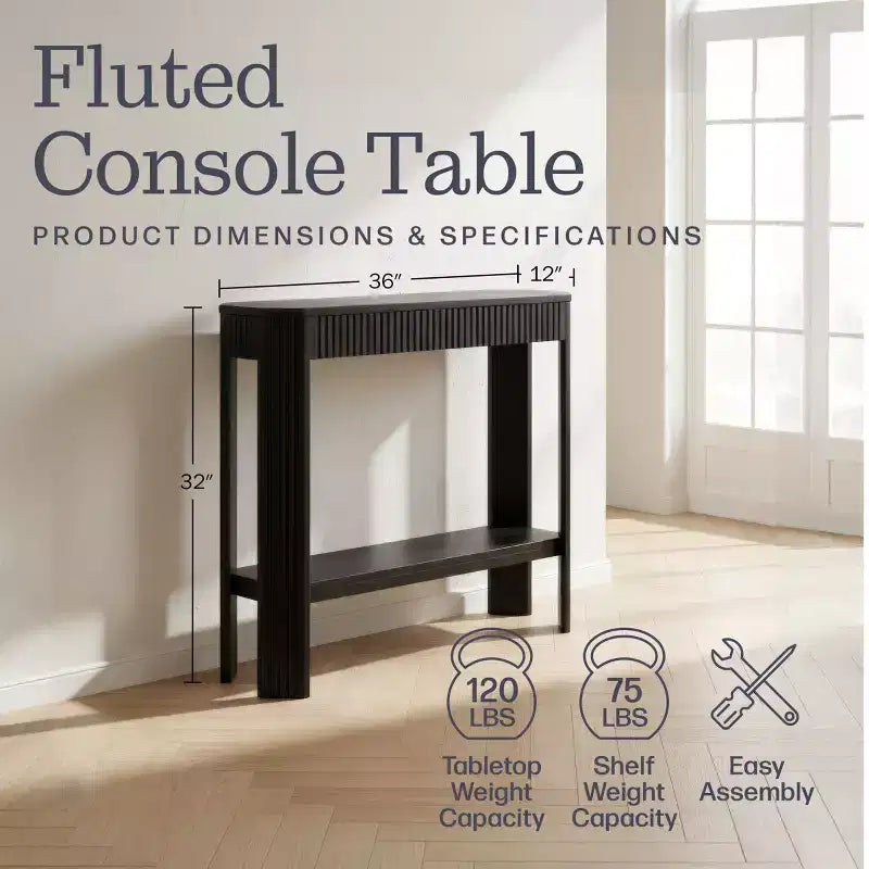 Mesa Consola de Madera Maciza Acanalada 36