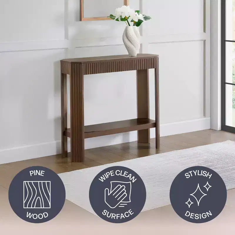 Mesa Consola de Madera Maciza Acanalada 36