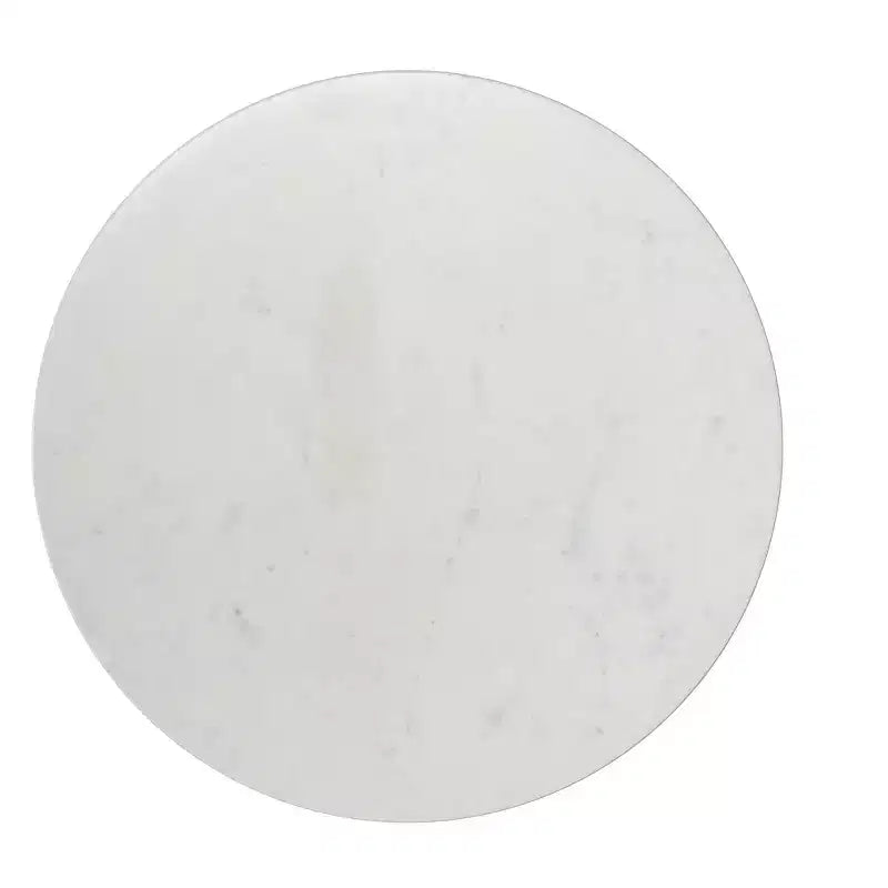 Mesa auxiliar moderna de metal con tapa de mármol auténtico de 16 pulgadas de ancho en blanco/negro, ensamblada