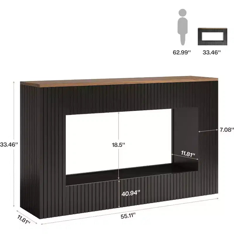 55 Mesa de Entrada, Mesa Consola Moderna con Almacenamiento de 2 Niveles, Mueble Estrecho para Sofá para Sala de Estar, Entrada, Pasillo, Negro