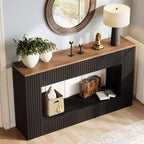 55 Mesa de Entrada, Mesa Consola Moderna con Almacenamiento de 2 Niveles, Mueble Estrecho para Sofá para Sala de Estar, Entrada, Pasillo, Negro