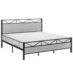Estructura de cama King Size con cabecero, base de plataforma industrial King con 14 fuertes listones metálicos de soporte, almacenamiento debajo de la cama, sin ruido
