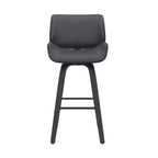 HomeRoots 26 Gray And Black Faux Leather And Iron Swivel Counter Height Bar Chair