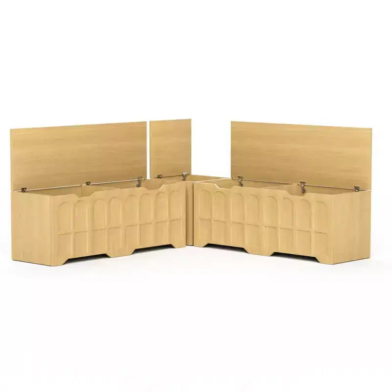 L Shaped Corner Bench with Storage, Kitchen Breakfast Nook Bench with Removable Cushion, Wooden Backless Bench for Dining Room, Entryway