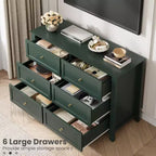 6-Drawer Modern Wooden Dresser, Large Chest of Drawers with Deep Drawers & Metal Knobs, Storage Cabinet for Bedroom, Entryway & Hallway
