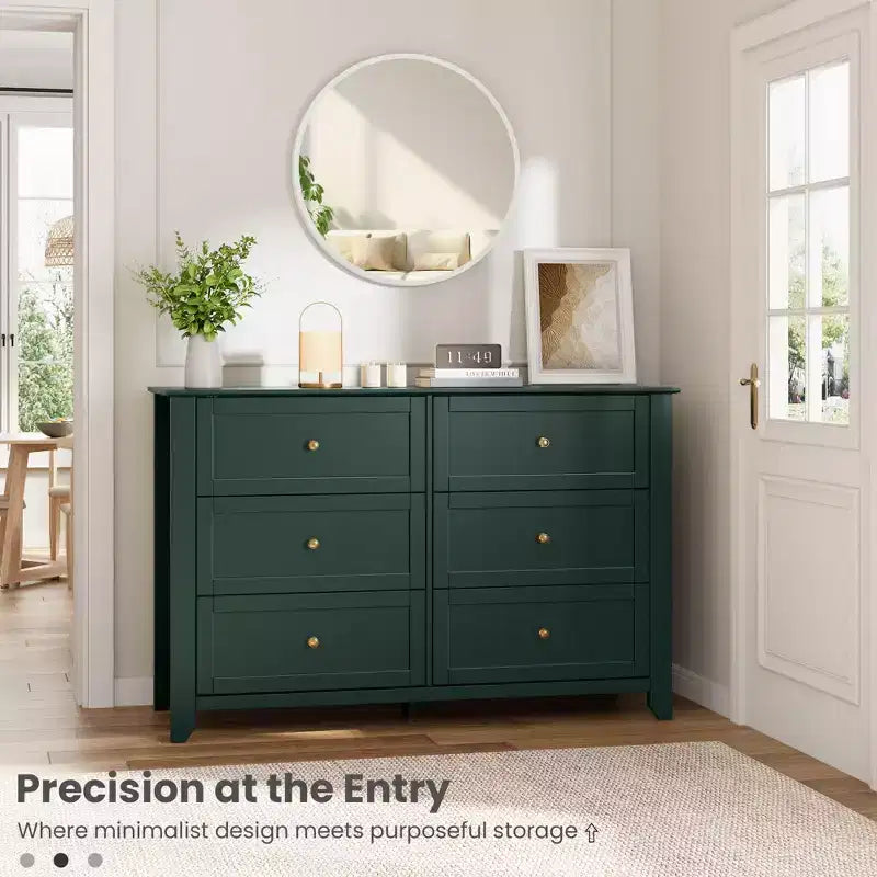 6-Drawer Modern Wooden Dresser, Large Chest of Drawers with Deep Drawers & Metal Knobs, Storage Cabinet for Bedroom, Entryway & Hallway