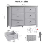 6-Drawer Modern Wooden Dresser, Large Chest of Drawers with Deep Drawers & Metal Knobs, Storage Cabinet for Bedroom, Entryway & Hallway