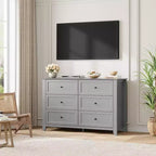 6-Drawer Modern Wooden Dresser, Large Chest of Drawers with Deep Drawers & Metal Knobs, Storage Cabinet for Bedroom, Entryway & Hallway