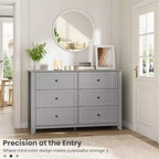 6-Drawer Modern Wooden Dresser, Large Chest of Drawers with Deep Drawers & Metal Knobs, Storage Cabinet for Bedroom, Entryway & Hallway