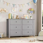 6-Drawer Modern Wooden Dresser, Large Chest of Drawers with Deep Drawers & Metal Knobs, Storage Cabinet for Bedroom, Entryway & Hallway