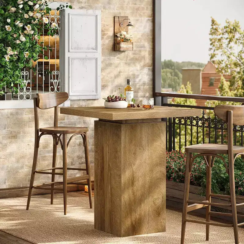 Lantine Square Bar Table, 39.4H High Top Bistro Pub Cocktail Table, Small Counter Height Dining Table for Kitchen, Home Bar, Coffee Corner