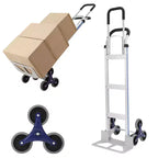 650 lb Stair Climbing Hand Truck Dolly, Heavy Duty Aluminum 2-in-1 Convertible Cart with Tri-Wheel Design & Dual Grip Handles