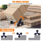650 lb Stair Climbing Hand Truck Dolly, Heavy Duty Aluminum 2-in-1 Convertible Cart with Tri-Wheel Design & Dual Grip Handles