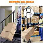 650 lb Stair Climbing Hand Truck Dolly, Heavy Duty Aluminum 2-in-1 Convertible Cart with Tri-Wheel Design & Dual Grip Handles