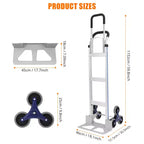 650 lb Stair Climbing Hand Truck Dolly, Heavy Duty Aluminum 2-in-1 Convertible Cart with Tri-Wheel Design & Dual Grip Handles