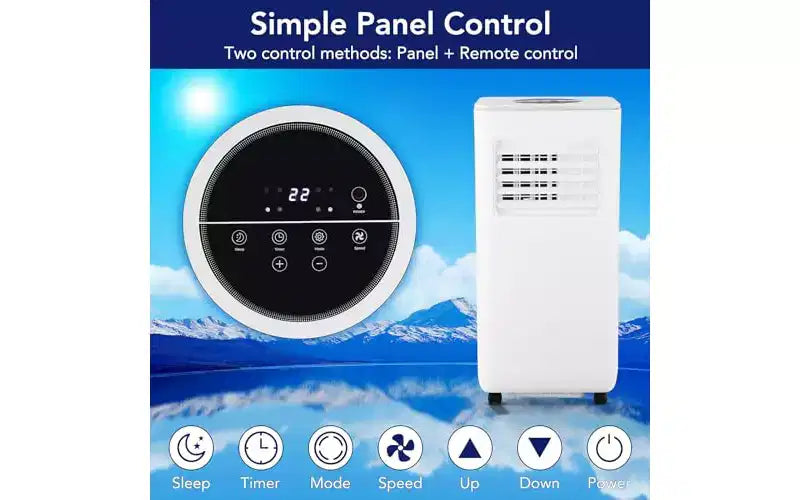 Climatiseur portable GustoWave 10 000 BTU - 3-en-1 : Refroidisseur, déshumidificateur et ventilateur - Refroidit jusqu'à 42 m², Ultra-silencieux, Économe en énergie, Télécommande