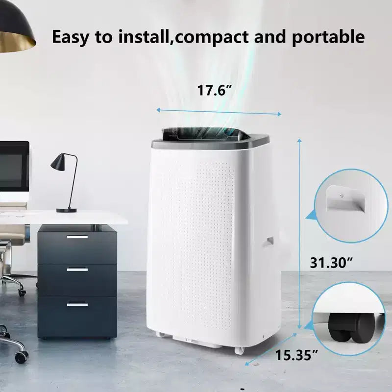 Climatiseur portable 14 000 BTU - Refroidissement, déshumidificateur et ventilateur pour 65 m² avec télécommande et oscillation automatique, garantie d'un an