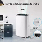 Climatiseur portable 14 000 BTU - Refroidissement, déshumidificateur et ventilateur pour 65 m² avec télécommande et oscillation automatique, garantie d'un an