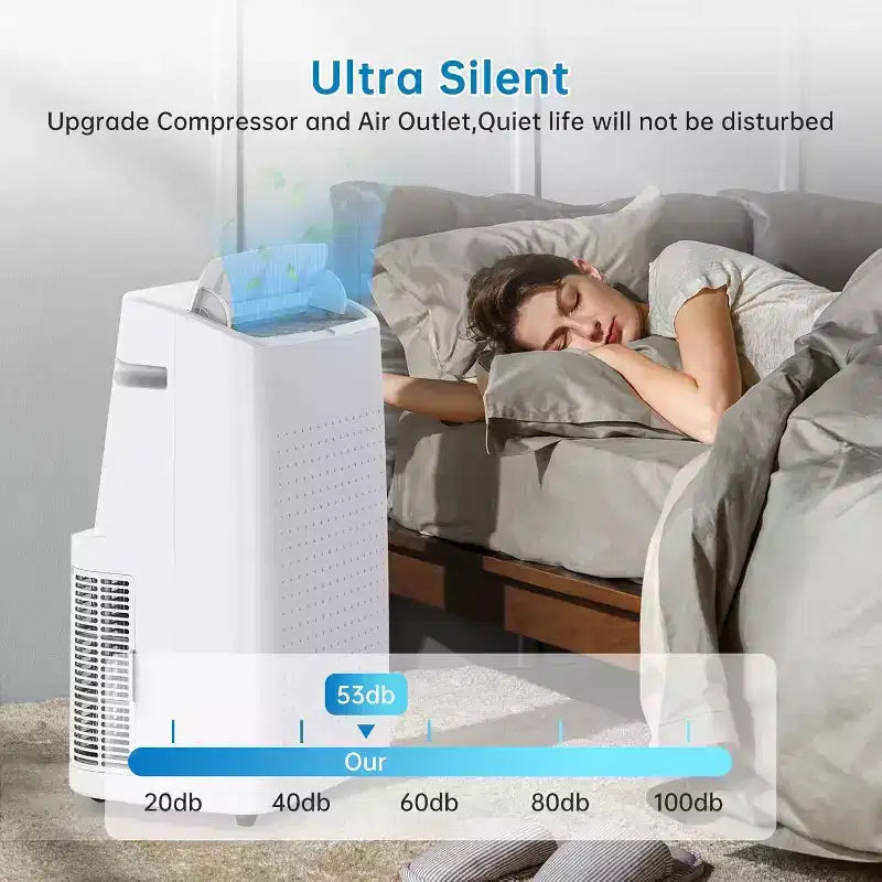 Climatiseur portable 15 000 BTU pour grandes pièces - Refroidisseur, déshumidificateur et ventilateur pour surfaces de 46 à 79 m², garantie d'un an