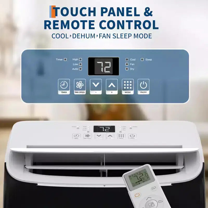 Climatiseur portable GustoWave 12000 BTU, unités de climatisation intelligentes 3-EN-1 avec télécommande pour pièces jusqu'à 50 m²