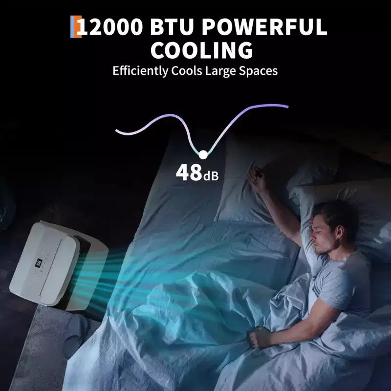 Climatiseur portable GustoWave 12000 BTU, unités de climatisation intelligentes 3-EN-1 avec télécommande pour pièces jusqu'à 50 m²