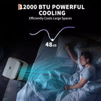 Climatiseur portable GustoWave 12000 BTU, unités de climatisation intelligentes 3-EN-1 avec télécommande pour pièces jusqu'à 50 m²