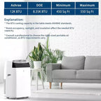 Climatiseur portable GustoWave 12000 BTU, unités de climatisation intelligentes 3-EN-1 avec télécommande pour pièces jusqu'à 50 m²